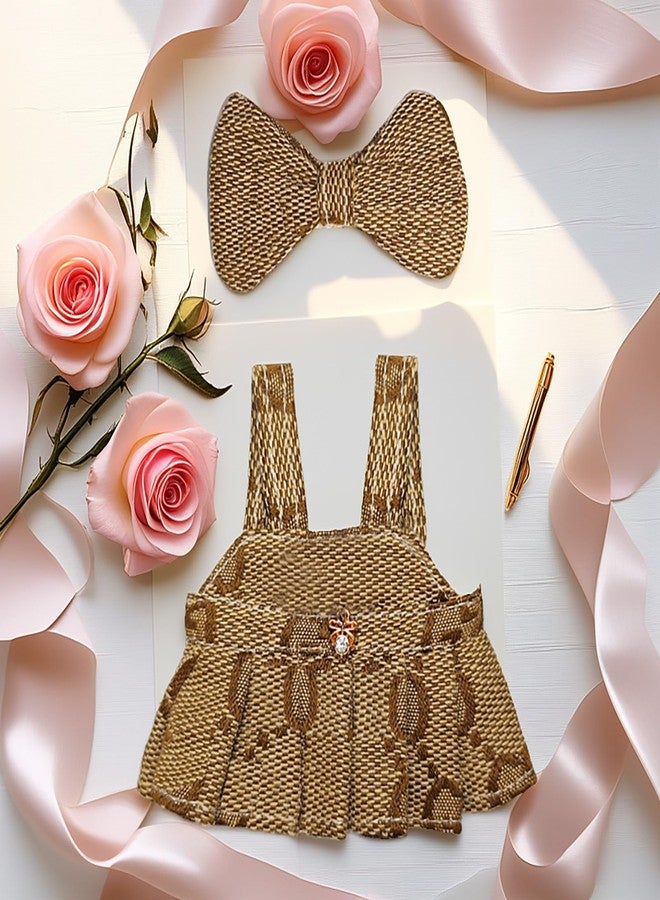 Treayes 17cm Doll Clothes - Princess Dress with Velvet Hair Bow, Party Outfits for 6.7 Inch Dolls, Luxury Chic Style Set, High-End Fashion Accessories (Brown Dress) - Image 5